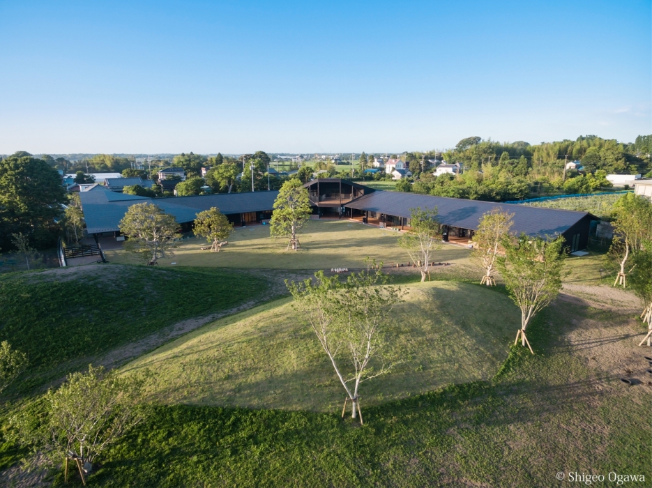 Garden with rice fields and biotope