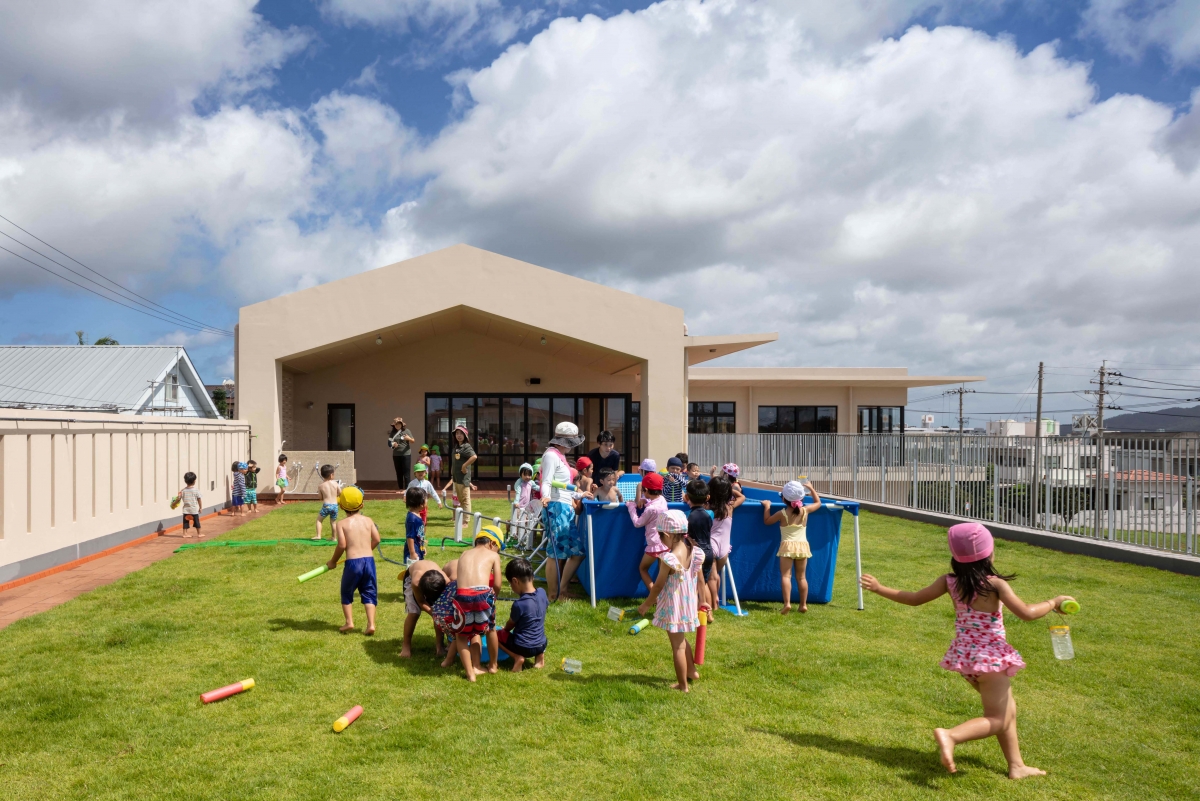 Lawn open space with shower